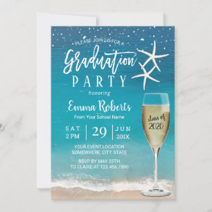 Convite Graduação em vidro de Starfish & Champagne de pr