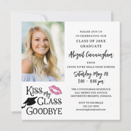Convite Graduação Engraçada BEIJA MINHA CLASSE GOODBYE Uma