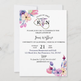 Convite Graduação Escolar Enfermeiro Primavera Floral de A