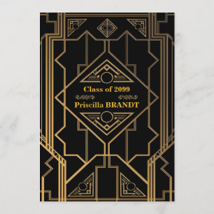 Convite Graduação, estilo Gatsby, estilo de tapete vermelh