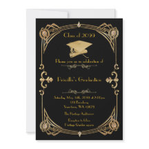 Graduação, estilo Gatsby, ouro preto, monograma de