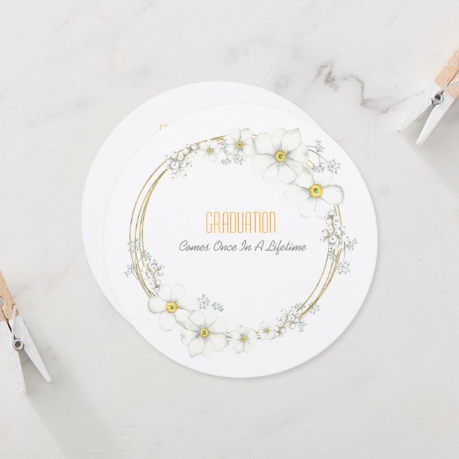 Convite Graduação Filha de Chá Flores Brancas e Berries (Frente/Verso In Situ)