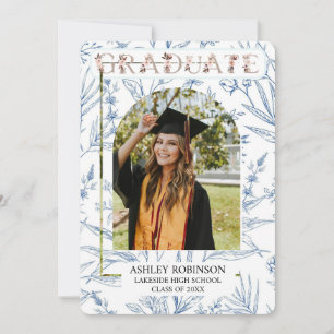 Convite Graduação Floral Personalizada de Natureza de Aqua