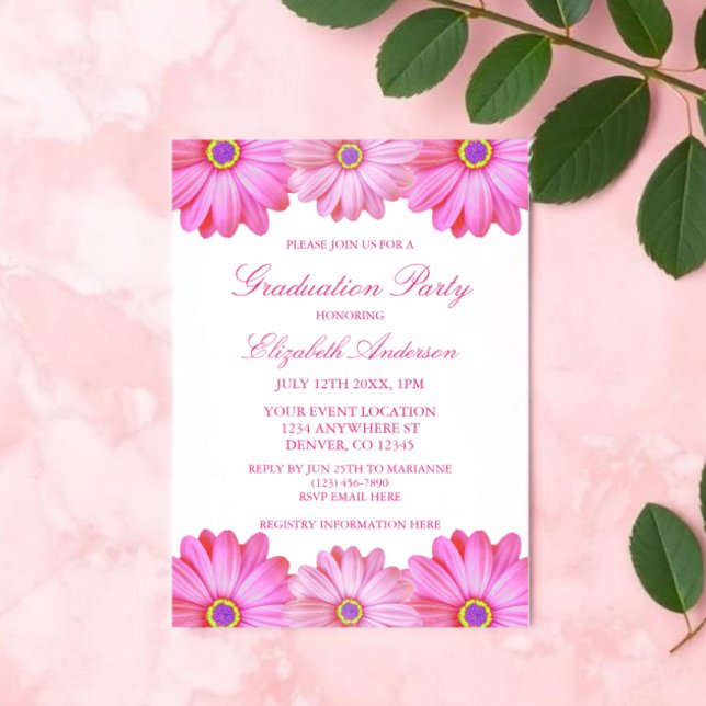 Convite Graduação Floral Rosa (Criador carregado)