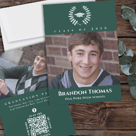 Convite Graduação Folha Clássica Foto Escura Verde Folha