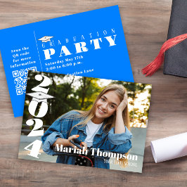 Convite Graduação Foto Brilhante Classe Azul De 2023 QR