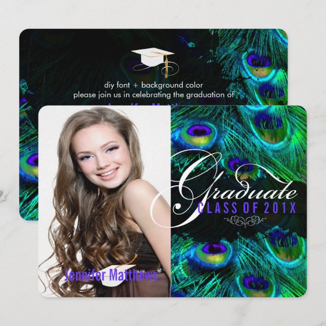 Convite Graduação/foto de Pavão PixDezines (Frente/Verso)