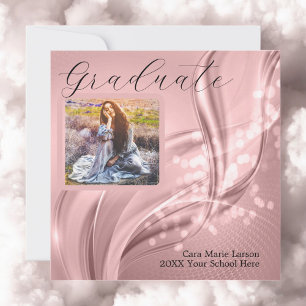 Convite Graduação Fotográfica Metálico Rosa-Rosa-Luxuoso