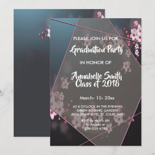 Convite Graduação Geométrica Floral de Cherry Blossom