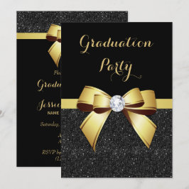 Convite Graduação Glamourosa com Arco de Joia Dourada e Br