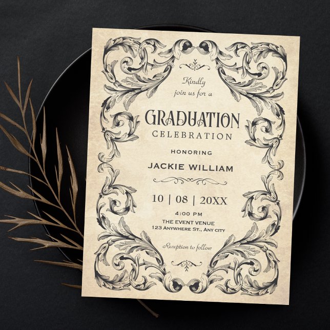 Convite Graduação gótica vintage (Criador carregado)