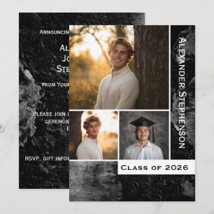 Convite Graduação Grunge Concrete 3 Photo Boys