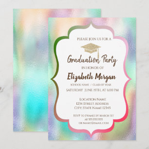 Convite Graduação holográfica colorida do Boné de Form