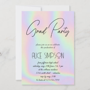 Convite Graduação holográfica de dobra do arco-íris