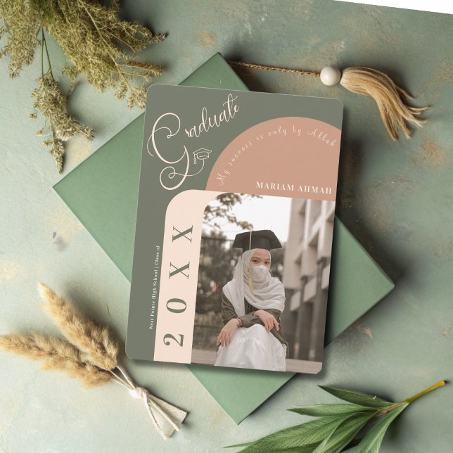 Convite Graduação islâmica de Foto Moderna Caligrafia Negr (Criador carregado)