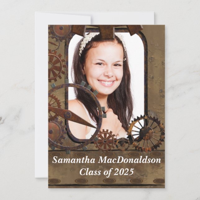 Convite Graduação mecânica da foto da maquinaria (Frente)