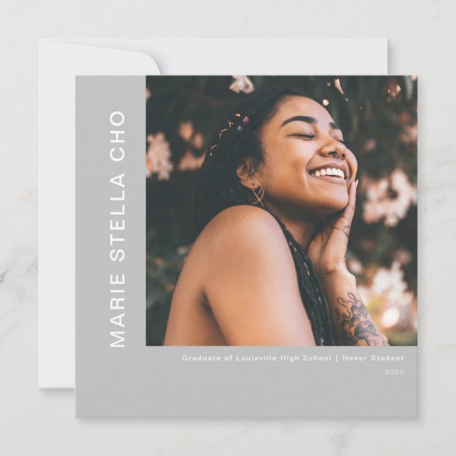 Convite Graduação mínima de cinzas de arranque fresco (Frente)