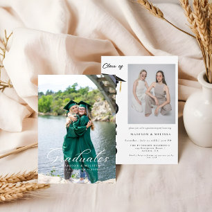 Convite Graduação Mínima Moderna de Foto para Twin