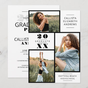 Convite Graduação Mínima Moderna de Graduação de Foto Bran