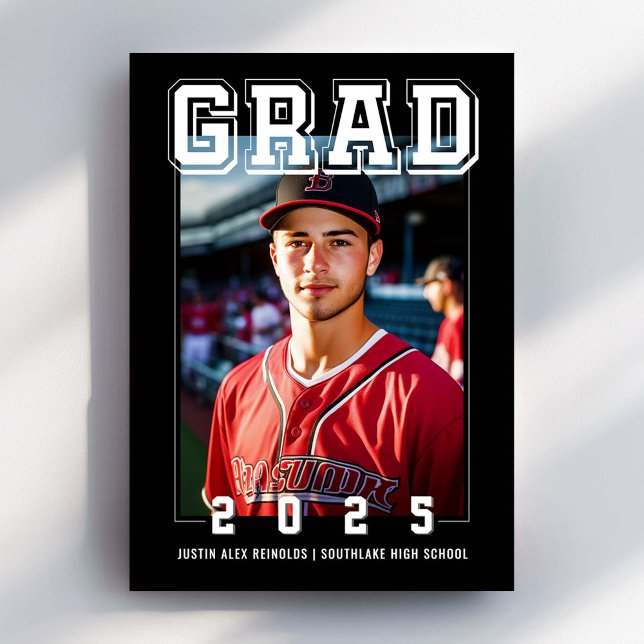 Convite Graduação Moderna de Foto Negrito (Criador carregado)