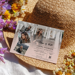 Convite Graduação moderna de fotos minimalistas cor-de-ros