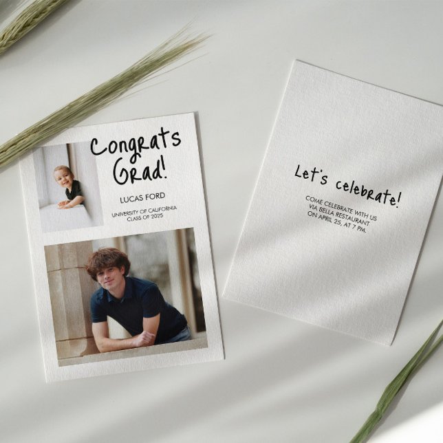 Convite Graduação Moderna Duas Fotos Então E Agora (Criador carregado)