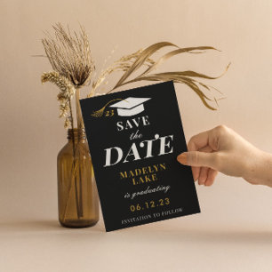 Convite Graduação Moderna Salva a Data Textable