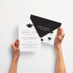 Convite Graduação: moderno e elegante partido branco pre