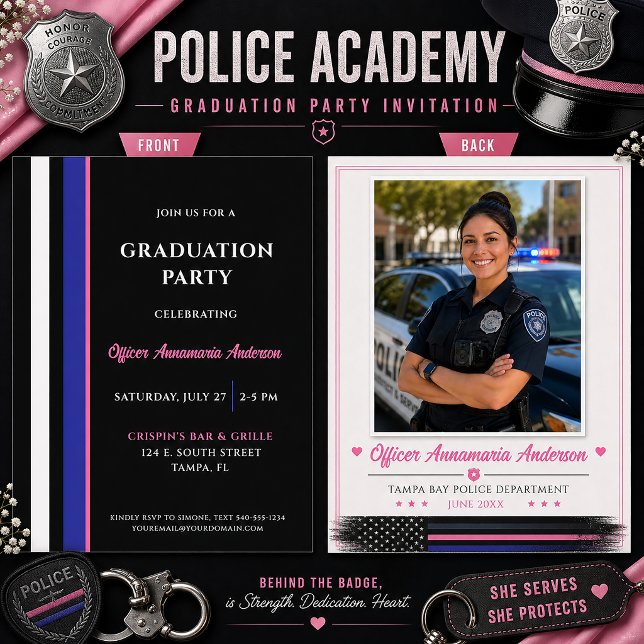 Convite Graduação na Academia de Polícia Feminina Thin Blu (Criador carregado)