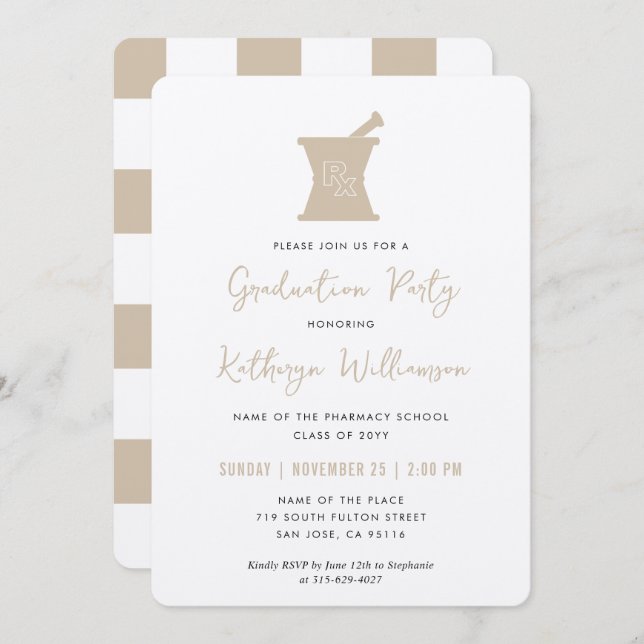 Convite Graduação na Faculdade de Farmácia de PharmD Moder (Frente/Verso)