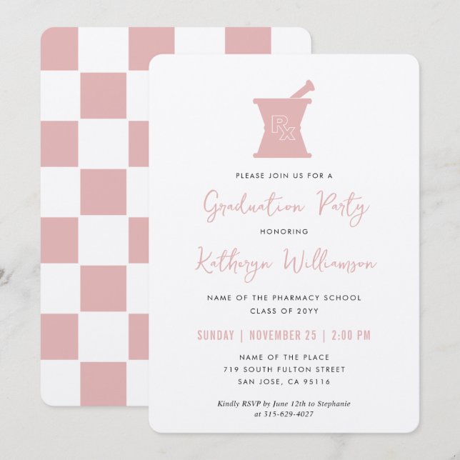 Convite Graduação na Faculdade de Farmácia de PharmD Moder (Frente/Verso)