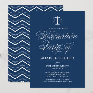 Convite Graduação na Faculdade de Letras Elegantes Azuis