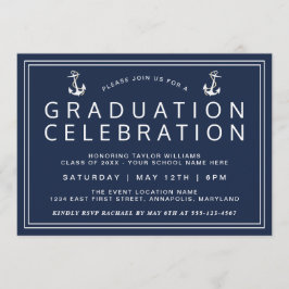 Convite Graduação Náutica Clássica marinho Azul