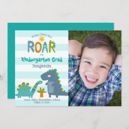 Convite Graduação no infantário Foto Dinossauros Menino Bo