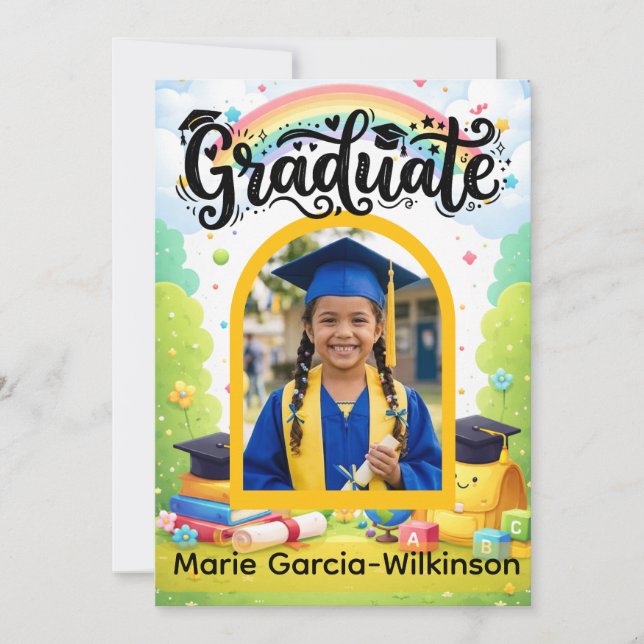 Convite Graduação no Jardim de Infância Arco-íris (Frente)
