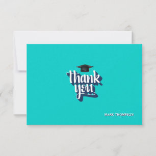 Convite Graduação Obrigado Notecard Azul