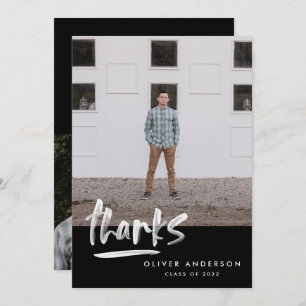 Convite Graduação - obrigado preto branco 3 fotográfico