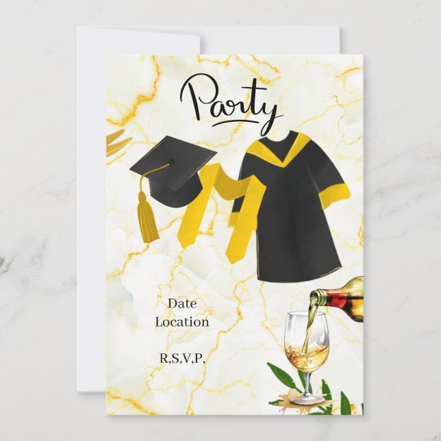 Convite Graduação Parabéns Chapéu acadêmico e vestido (Frente)