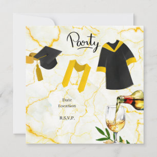 Convite Graduação Parabéns Chapéu acadêmico e vestido