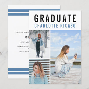 Convite Graduação Personalizada Colagem de Fotos Moderna 3