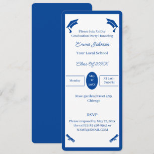 Convite Graduação Personalizada De Azul E Branco Minimalis