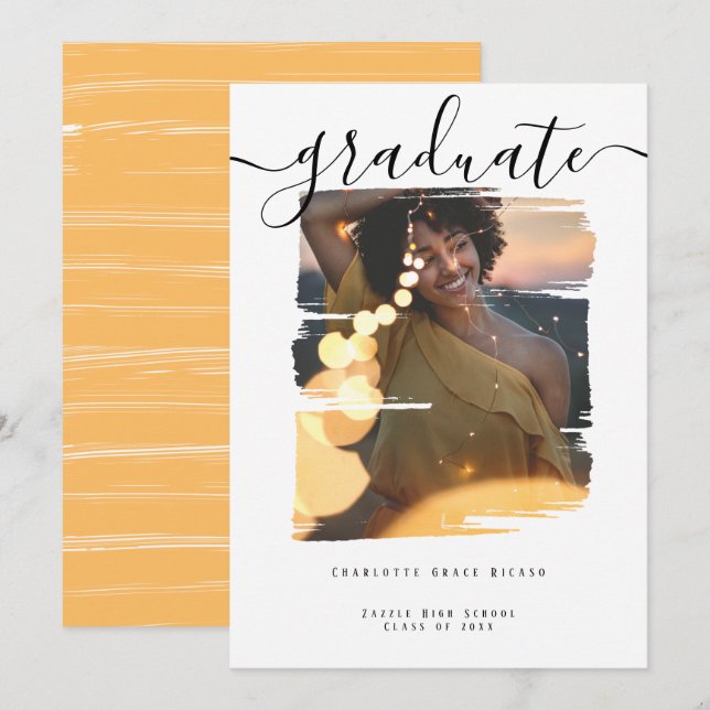 Convite Graduação Personalizada de Foto de Tipografia (Frente/Verso)