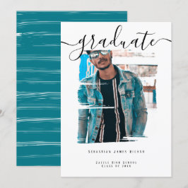 Convite Graduação Personalizada de Foto de Tipografia