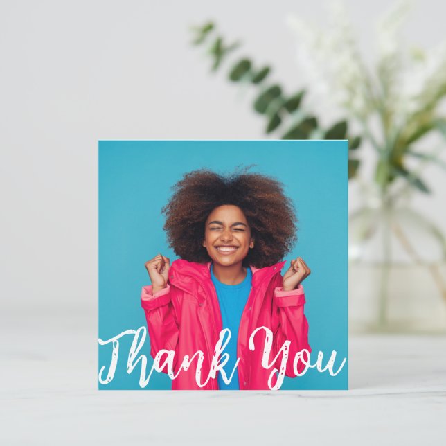 Convite Graduação Personalizada de Fotos de Script Moderno (Em pé/Frente)