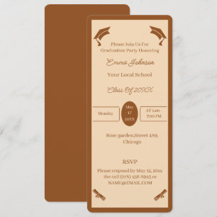 Convite Graduação Personalizada Mínima De Castanho E Beige