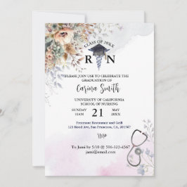 Convite Graduação Personalizada Para Enfermagem Boho Flora