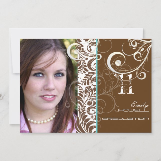 Convite Graduação PixDezines, Bellissimo Damask (Frente)