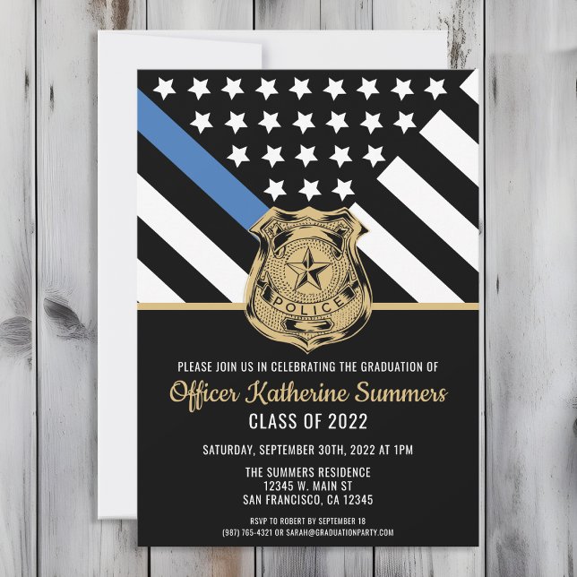 Convite Graduação Policial - Polícia Azul Fino (Perfect invitation to invite guests to celebrate the new police academy graduate in law enforcement!)