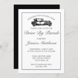 Convite Graduação Por Desfile Moderno Mínimo Branco