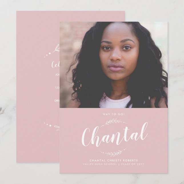 Convite Graduação por Rosa de Nature Dusty (Frente/Verso)